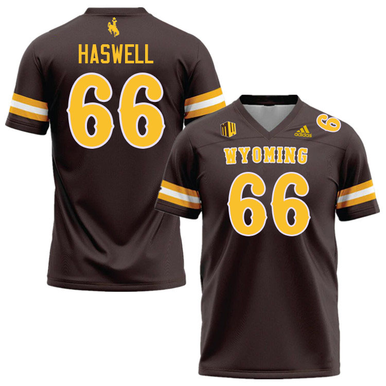 Wyoming Cowboys #66 Alex Haswell College Football Jerseys Stitched-Brown